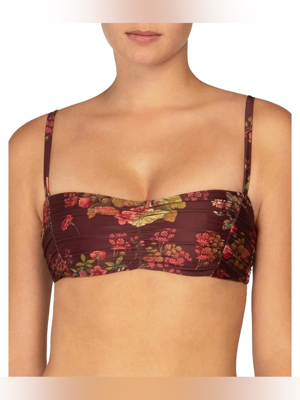 Peony Ruched Crop Bandeau Bikini Top in Renaissance NWT 12